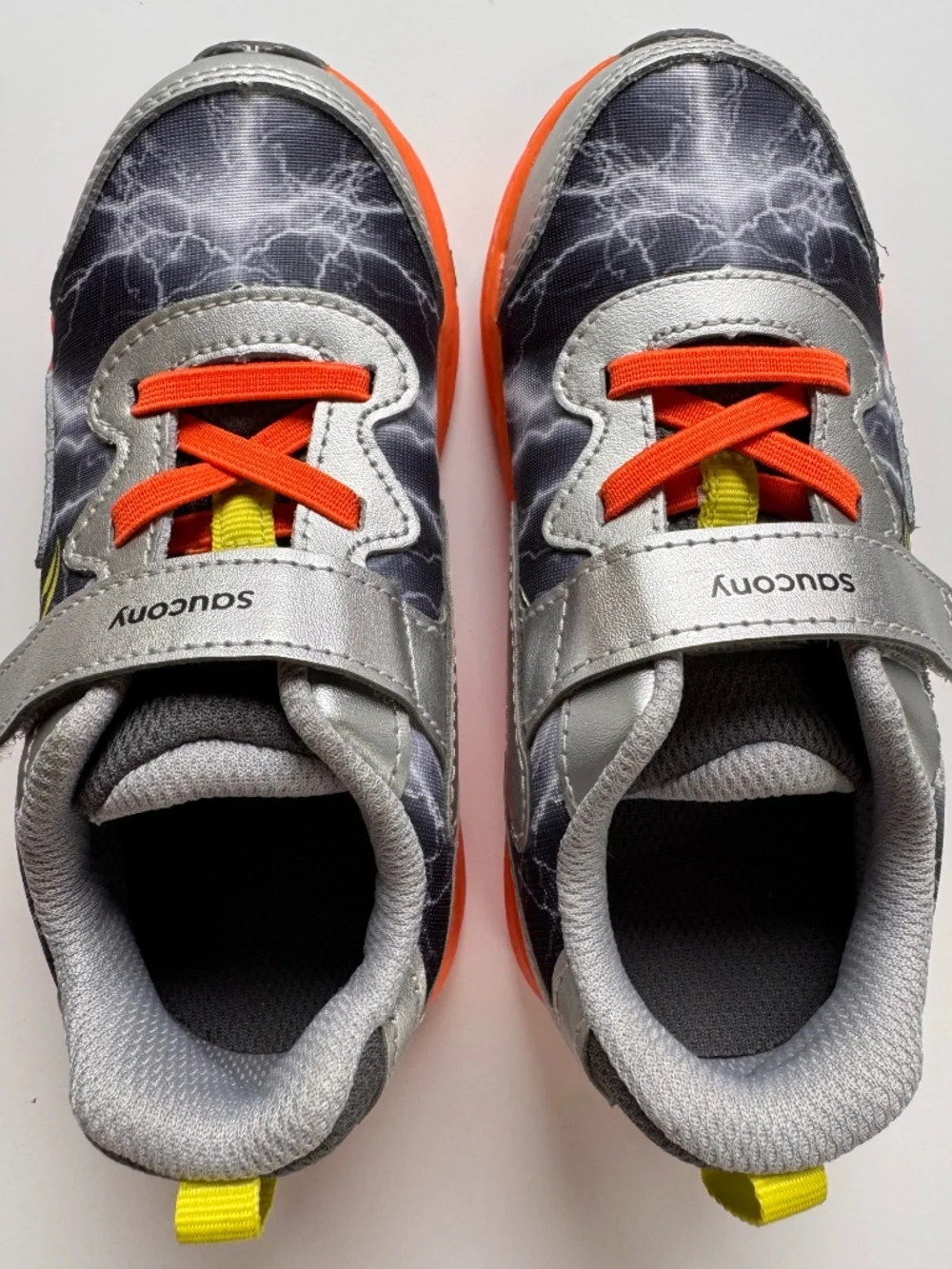 Saucony Flash 3.0 A/C Toddler Sneakers Gray Orange Lightning Size 10 NWOT